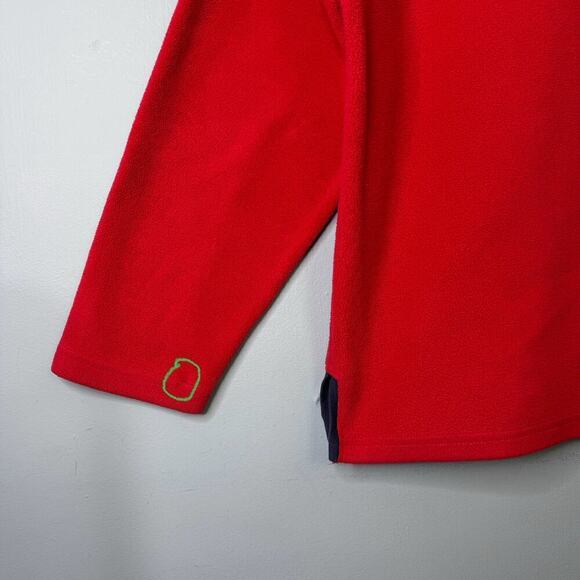 VTG Tommy Hilfiger Jeans Red Fleece 1/4 Zip Pullover Jacket Sweatshirt Mens Sz L - Picture 11 of 12